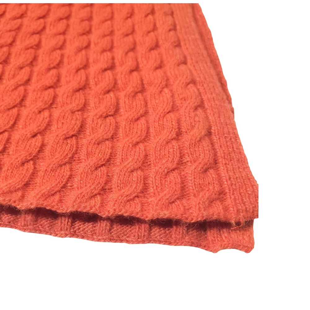 J. Jill Cable Knit Scarf Orange Wool‎ Nylon Cashmere Blend Womens 76x19 Large